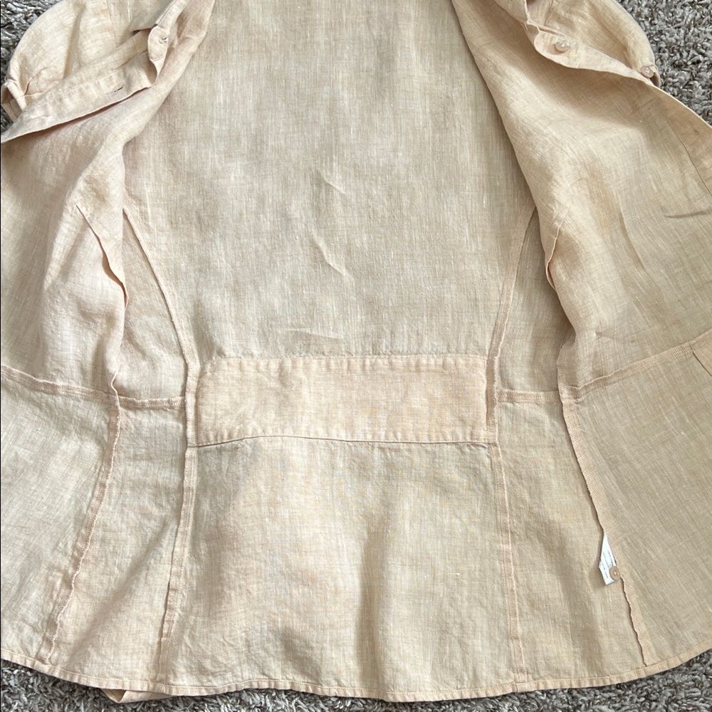 Like New! Thomas Pink 100% Linen Button-Front Belted Peplum Top in Size 8 - Picture 11 of 14